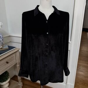 Tommy Bahama Black Velvet Button Up Shirt Long Sleeve M/M‎